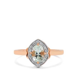 Aquaiba™ Beryl & Diamond 9K Rose Gold Ring ATGW 0.85ct