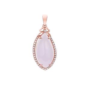 Type A Lavender Jadeite & White Topaz Rose Gold Tone Sterling Silver Pendant ATGW 8.23cts