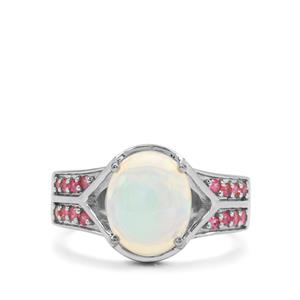 Ethiopian Opal & Pink Sapphire Sterling Silver Ring ATGW 2.20cts