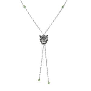 Black Spinel Necklace with Tsavorite Garnet in Sterling Silver 1.15cts