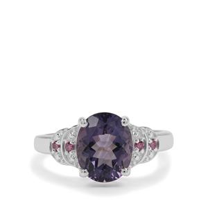 Blueberry Quartz & Purple Diamond Sterling Silver Ring ATGW 2.40cts