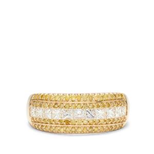 1.04cts White and Yellow Diamond Ring 14K Gold