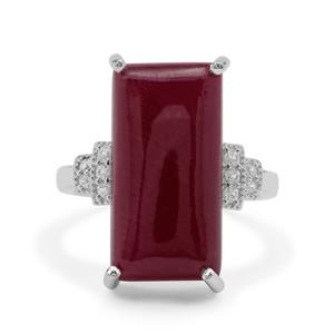 Bharat Ruby & White Zircon Sterling Silver Ring ATGW 15.85cts