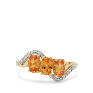 Mandarin Garnet & Diamond 9K Gold Ring ATGW 1.83cts