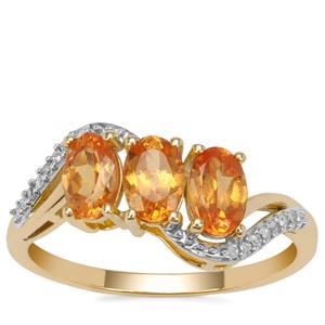 Mandarin Garnet Ring with Diamond in 9K Gold 1.83cts