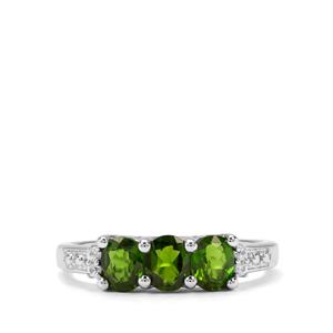 Chrome Diopside & White Zircon Sterling Silver Ring ATGW 1.23cts