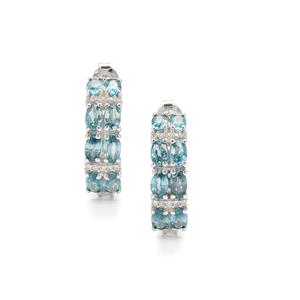 9.10ct Ratanakiri Blue & White Zircon Sterling Silver Earrings