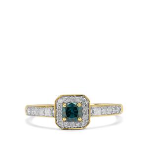 1/2ct Blue, White Diamonds 9K Gold Ring 