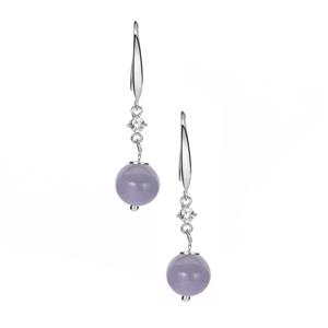 Type A Lavender Jadeite & White Topaz Sterling Silver Earrings ATGW 10.26cts