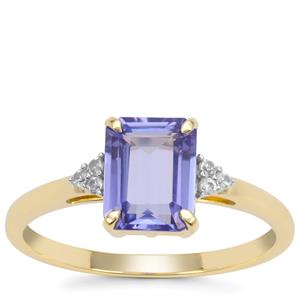 AAA Tanzanite Ring with White Zircon in 9K Gold 1.50cts