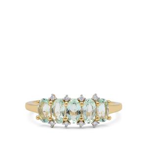 Aquaiba™ Beryl Ring with Diamond in 9K Gold 1.15cts