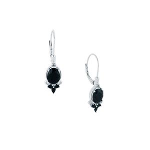 2.60cts Black Spinel Sterling Silver Earrings 