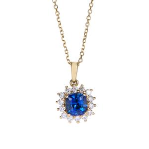 Blue Sapphire & Diamond 14K Gold Necklace ATGW 1.72cts