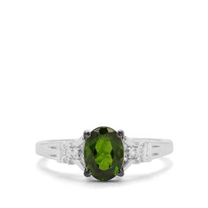 Chrome Diopside & White Zircon Sterling Silver Ring ATGW 1.47cts