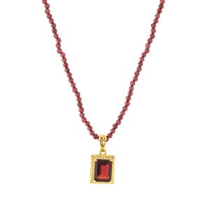 23.45cts Rajasthan Garnet Gold Tone Sterling Silver Necklace 