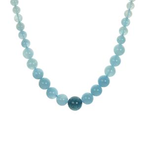 165cts Kashmir Aquamarine Sterling Silver Graduated Necklace (F)