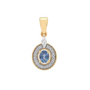 Ceylon Blue Sapphire & White Zircon 9K Gold Pendant ATGW 0.65ct