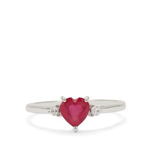 Bemainty Ruby & White Zircon Sterling Silver Ring ATGW 1.20cts (F)
