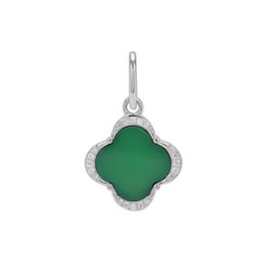 Green Chalcedony & White Zircon Sterling Silver Pendant ATGW 4.25cts