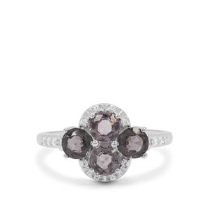 Burmese Grey Spinel & White Zircon Sterling Silver Ring ATGW 2.05cts
