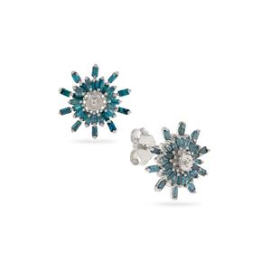 1/2ct Blue Diamond Sterling Silver Earrings 