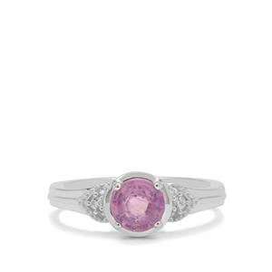  Ilakaka Hot Pink Sapphire & White Zircon Sterling Silver Ring ATGW 1.35cts (F)