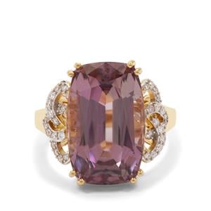 Pink Diaspore & Diamond 18K Gold Arthur Ivy Ring MTGW 19.61cts