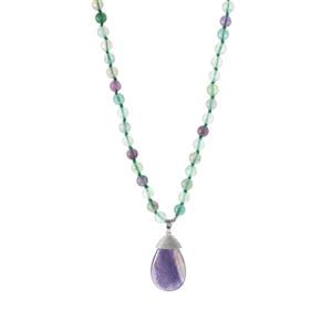 300cts Multi-Colour Fluorite Sterling Silver Necklace