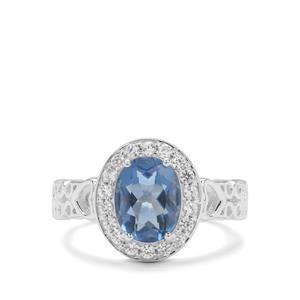 Colour Change Fluorite & White Zircon Sterling Silver Ring ATGW 2.50cts