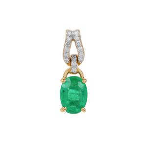 Panjshir Emerald & Diamond 18K Gold Tomas Rae Pendant MTGW 0.75ct