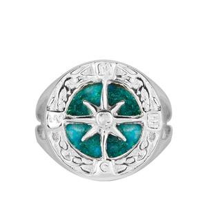 Chrysocolla & White Topaz Sterling Silver Ring ATGW 0.8cts