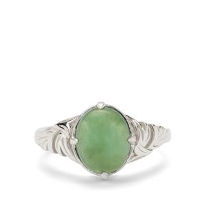  2.85cts Green Serpentine Sterling Silver Ring 