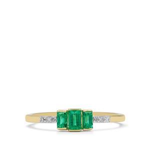 Panjshir Emerald & Diamond 9K Gold Tomas Rae Ring ATGW 0.45ct