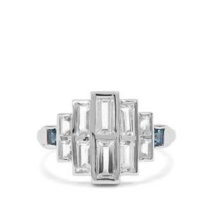 2.59ct White & London Blue Topaz Sterling Silver Ring