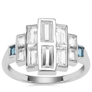 White Topaz Ring with London Blue Topaz in Sterling Silver 2.59cts