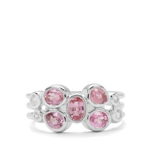 Rose Cut Sakaraha Pink Sapphire & White Zircon Sterling Silver Ring ATGW 1.70cts