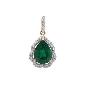 Zambian Emerald & Diamond 18K Gold Tomas Rae Pendant MTGW 1.85cts