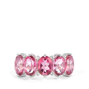 Pure Pink Topaz Ring with White Topaz in Sterling Silver 7.36cts