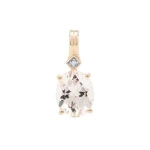 Rose Danburite Pendant with Diamond in 9K Gold 3.35cts