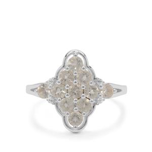 Plush Diamond Sunstone & White Zircon Sterling Silver Ring ATGW 1.25cts