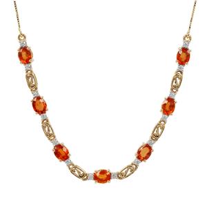 Padparadscha Sapphire & White Zircon 9K Gold Tomas Rae Necklace ATGW 3.55cts