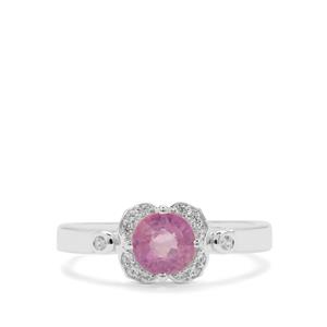 Ilakaka Hot Pink Sapphire & White Zircon Sterling Silver Ring ATGW 1.30cts (F)