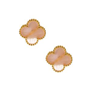 4ct Rose Quartz Gold Tone Sterling Silver Earrings 