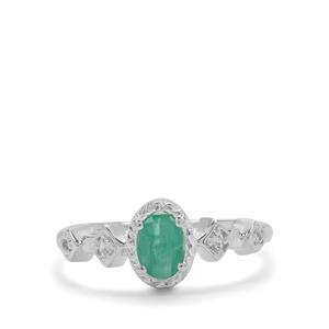 Zambian Emerald & White Zircon Sterling Silver Ring ATGW 0.65ct