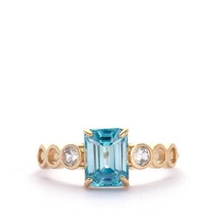 2.62ct Ratanakiri Blue & White Zircon 9K Gold Ring