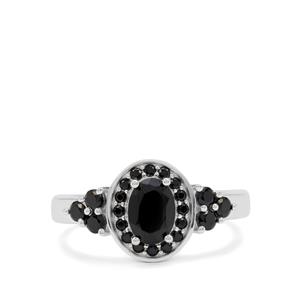 Black Spinel Ring in Sterling Silver 1.55cts