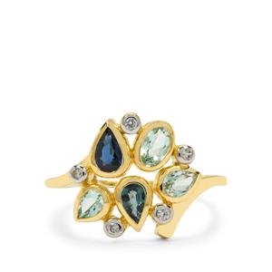 Nigerian, Nigerian Blue Sapphire & White Zircon 9K Gold Ring ATGW 1ct