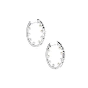 Kaori Freshwater Cultured Pearl (3mm) & White Zircon Sterling Silver Earrings