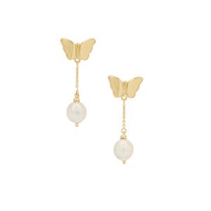 South Sea Cultured Pearl Earrings  in Gold Plated Sterling Silver (8mm)