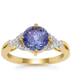 AAA Tanzanite Ring with Diamond in 18K Gold 2.05cts